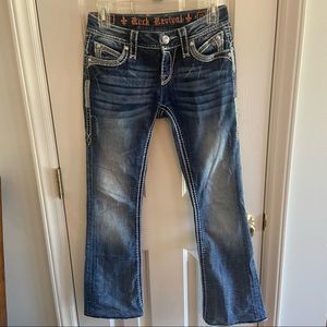 Rock Revival Women’s short Boot Cut Jeans - Dark Blue Wash 25 short petite